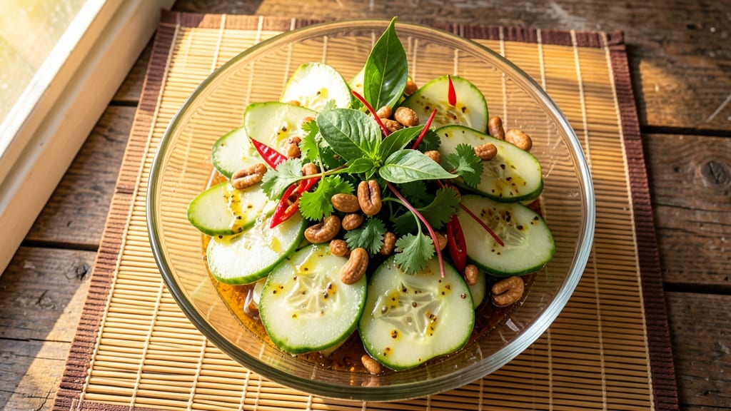 Asian Cucumber Salad Recipe with Peanuts: Crunchy Nutty Contrast With Tangy Lime Dressing