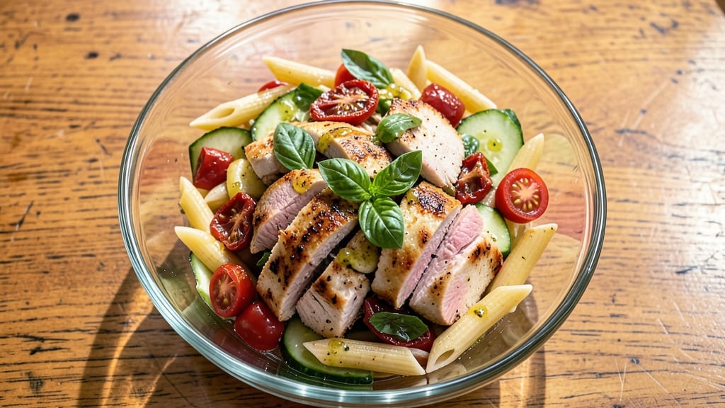 Bruschetta Chicken Pasta Salad Recipe: Sun-Dried Tomato and Basil Brightness