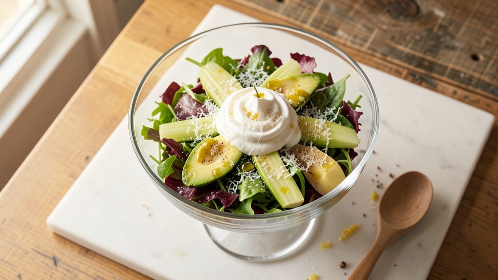 Bergdorf Goodman Gotham Salad Recipe: Celery Crown Crunch Over Smoky Parmesan Cream