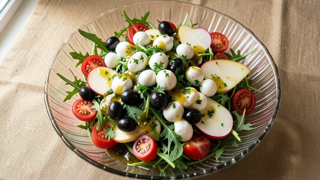 Antipasto Salad Recipe With Italian Dressing: Crunchy Crostini and Sun-Dried Tomato Sparkle