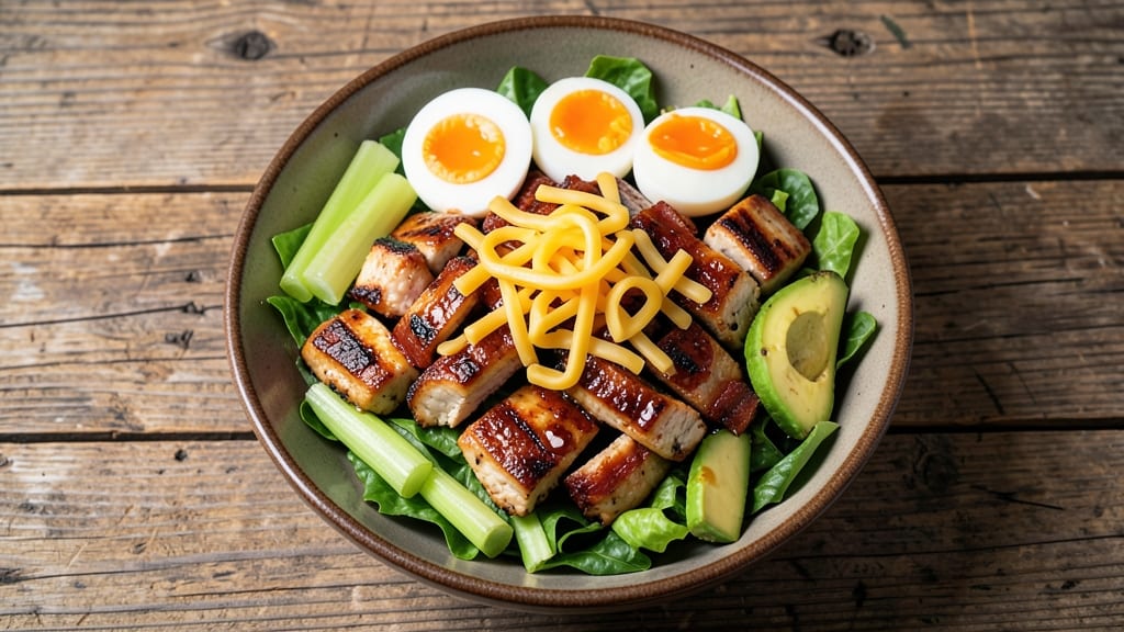 BBQ Chicken Cobb Salad Recipe: Smoky Grilled Chicken Over Crispy Celery Crowns