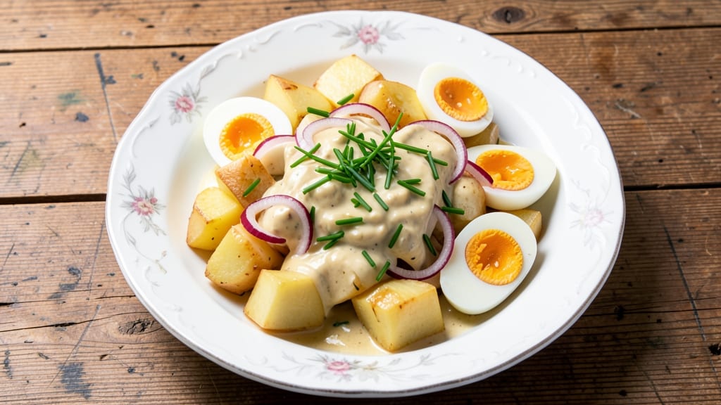 British Potato Salad Recipe: Mustardy Vinaigrette Crunch With Warm Spuds