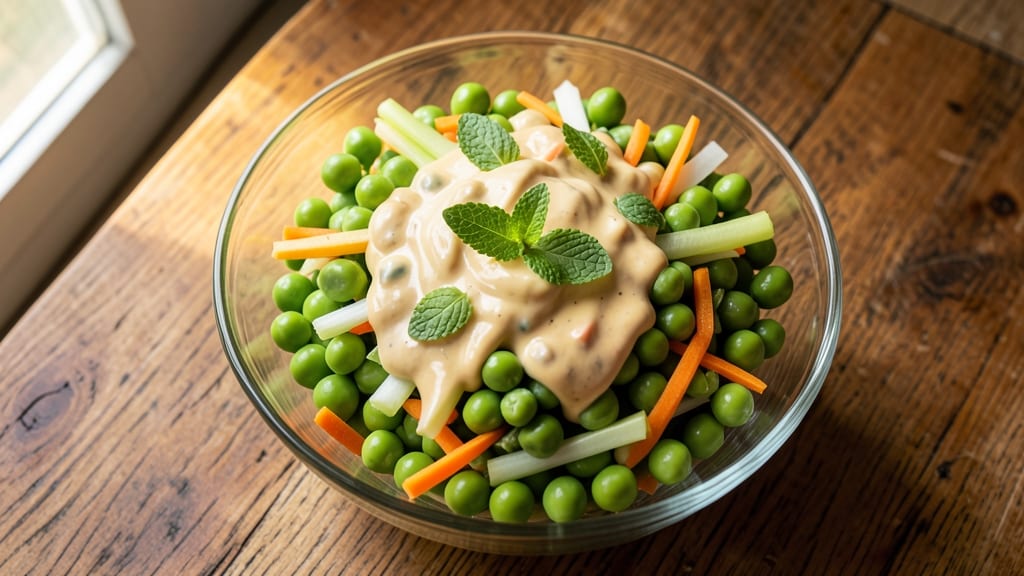 Broadway Pea Salad Recipe: Crisp Celery Crowns Over Creamy Minted Pea Bliss