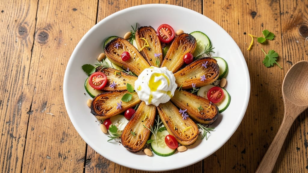 Any Salad Recipe: Crunchy Celery Crowns Over Creamy Herb Velouté