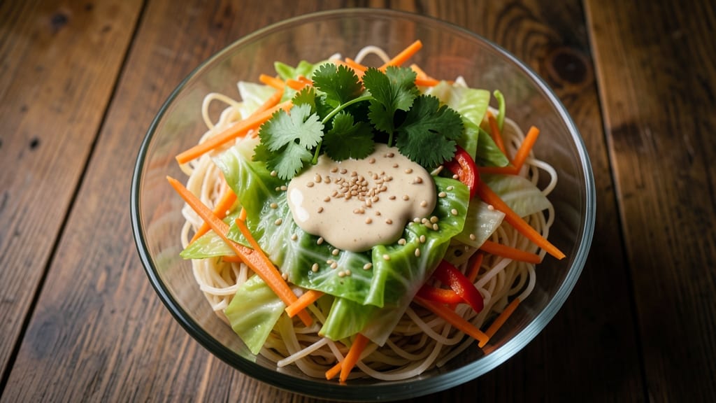Asian Cabbage Noodle Salad Recipe: Crunchy Rice Noodles with Tangy Soy-Lime Dressing