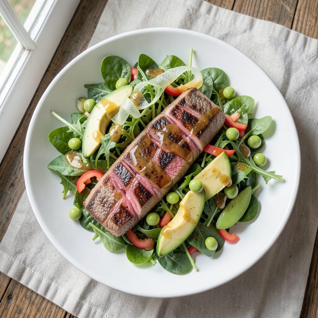 Ahi Tuna Steak Salad Recipe: Seared Rare With Citrus-Lime Vinaigrette