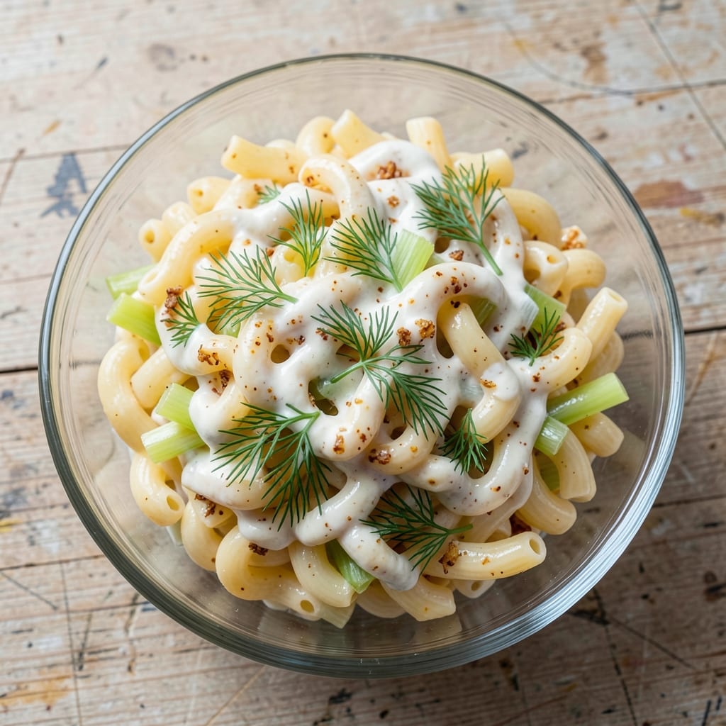 1 Lb Macaroni Salad Recipe: Celery-Dill Crunch Without Mayo Mess