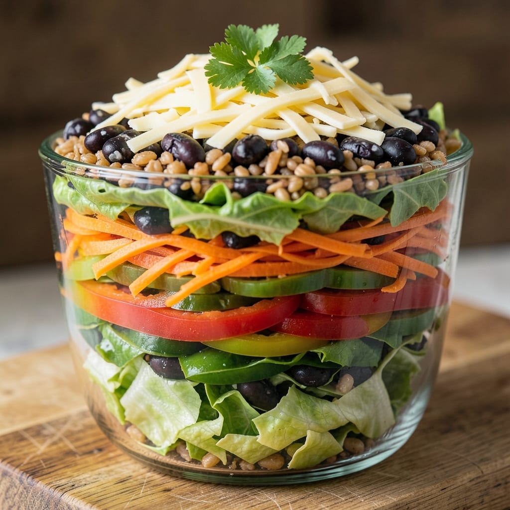 7 Layer Vegetable Salad Recipe: Stacked Crunch and Creamy Layers Without Mayo