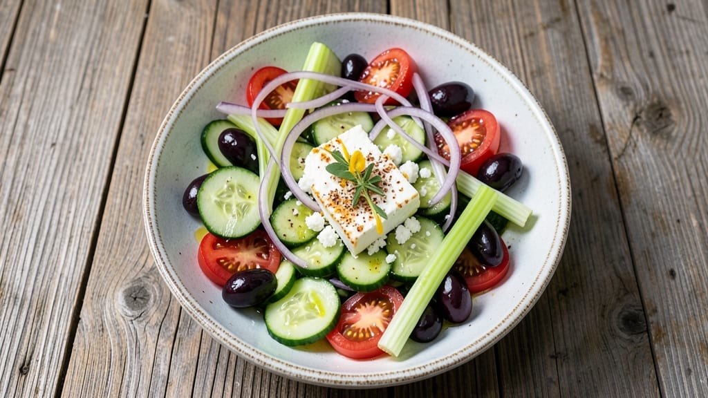 Best Greek Salad Recipe Ever: Crisp Celery Crowns Over Zesty Lemon-Oregano Bliss