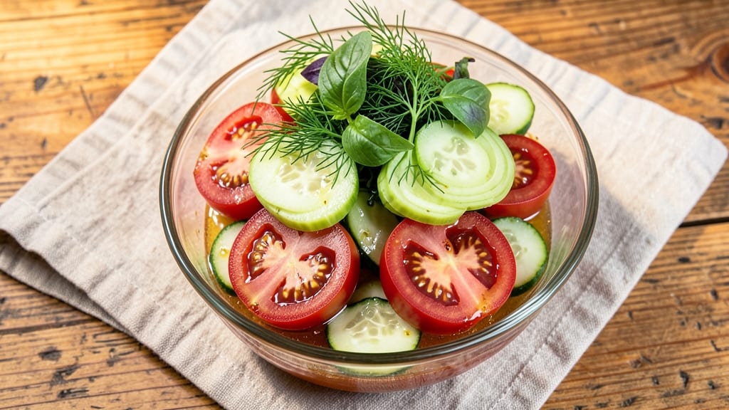 Bloody Mary Tomato Salad Recipe: Spicy Celery Crowns Over Creamy Vodka Dressing