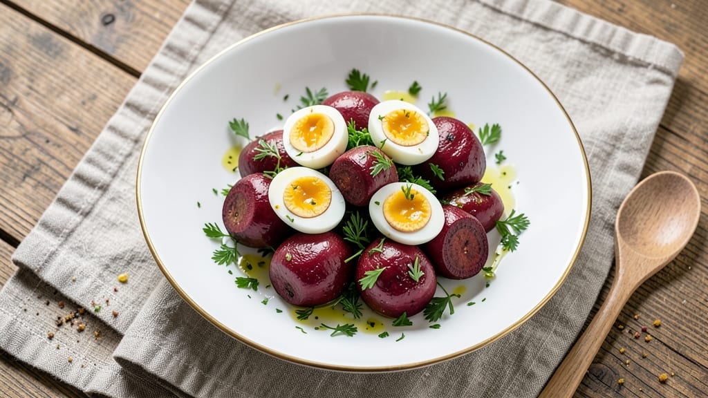 Beetroot And Egg Salad Recipe: Earthy Sweetness Meets Herby Crunch