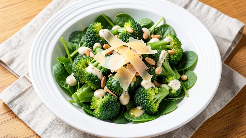 Broccoli Spinach Salad Recipe: Crisp-Topped Creamy Parmesan Bliss
