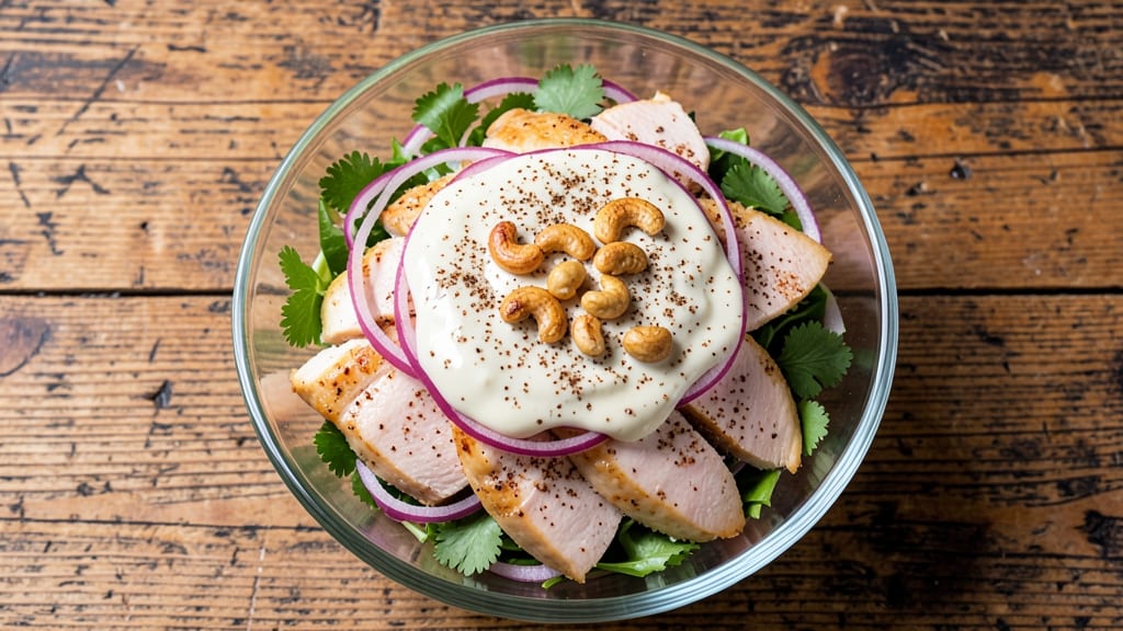 Boiled Chicken Salad Recipe Indian: Warm Spiced Yogurt and Toasted Cashew Crunch