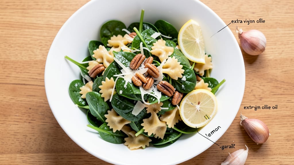 Bow Tie Pasta Spinach Salad Recipe: Creamy Parmesan and Lemon Zest Brightness