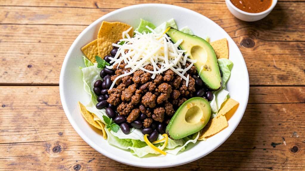 Beef Taco Salad Bowl Recipe: Crunchy Layers and Zesty Lime Twist