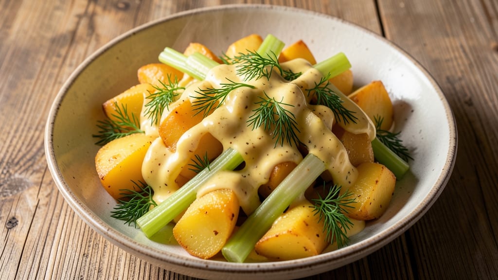 Canadian Potato Salad Recipe: Crispy Celery Crowns Over Tangy Mustard-Dill Bliss