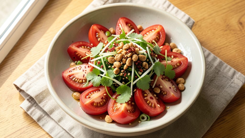 Asian Tomato Salad Recipe: Sweet-Chili Crunch With Umami Zing