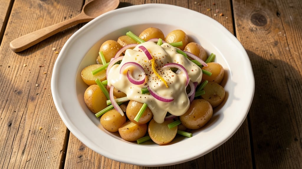 Aussie Potato Salad Recipe: Crispy Celery Crowns Over Tangy Mustard Vinegar Bliss