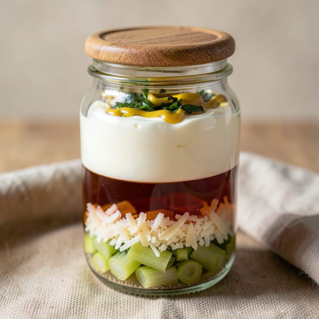 Five Layer Salad Dressing Recipe: Crunchy Celery and Creamy Parmesan Fusion