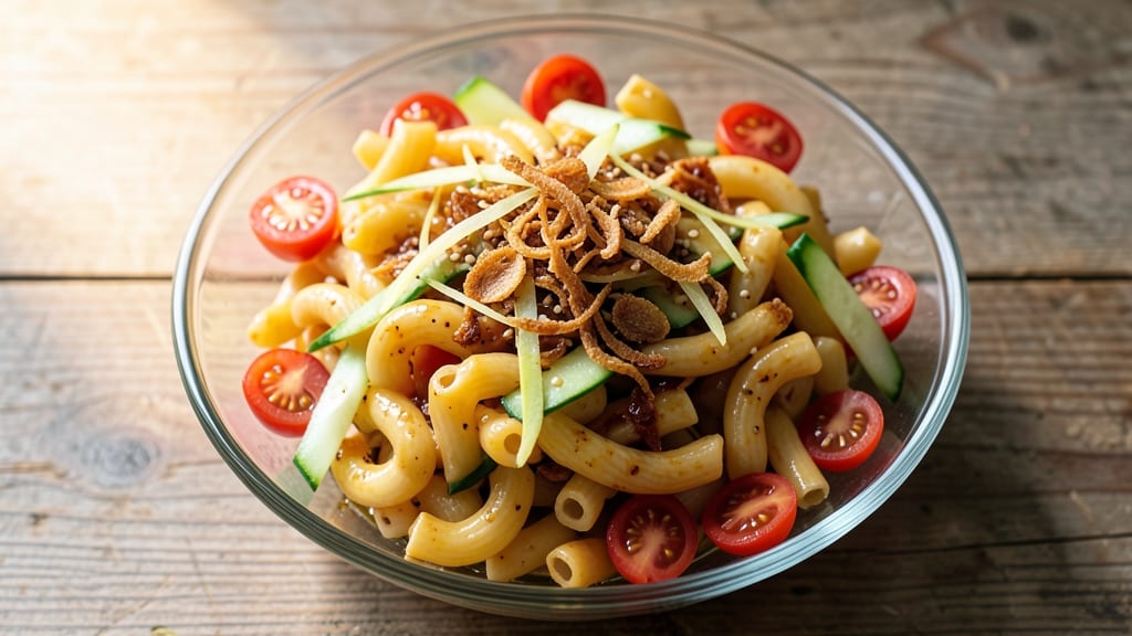 Asian Macaroni Salad Recipe: Sesame-Ginger Dressing with Crunchy Edamame