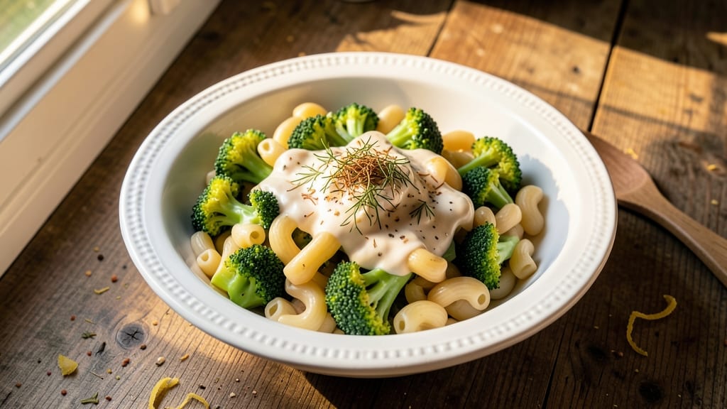Broccoli and Macaroni Salad Recipe: Crisp-Topped Creamy Ranch Bliss