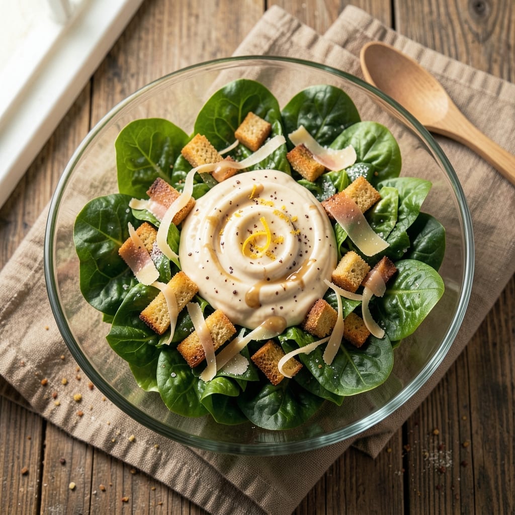 American Caesar Salad Recipe: Anchovy-Infused Creaminess with Crunchy Celery Bites