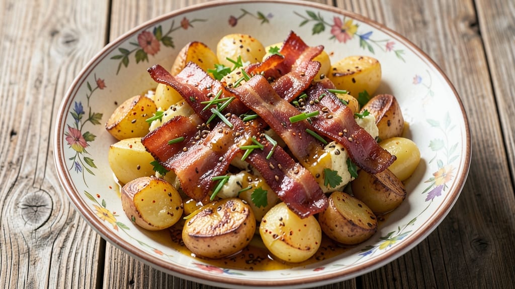 Authentic Hot German Potato Salad Recipe: Vinegar-Braised Crunch With Mustard and Bacon