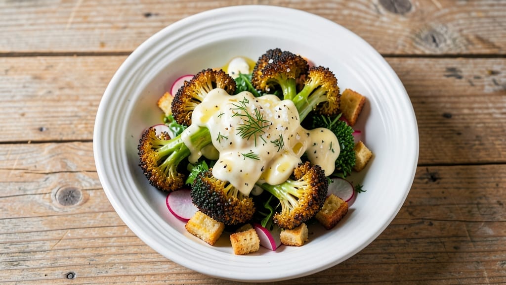 Broccoli Bliss Salad Recipe: Crispy Roasted Broccoli and Creamy Dill Ranch Harmony