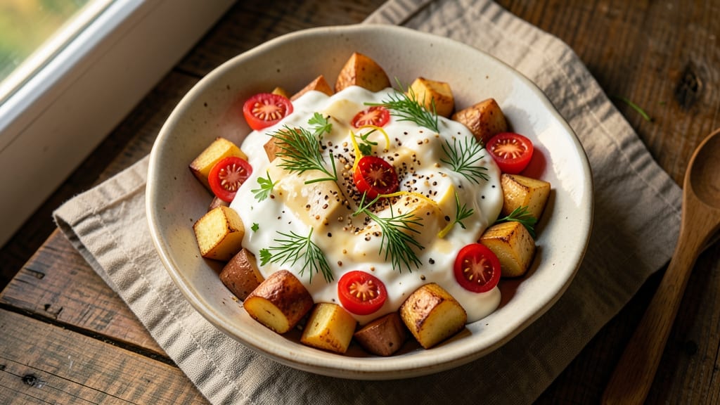 Baked Potato Salad Recipe With Sour Cream: Herb-Packed Creaminess With Celery Crown Crunch