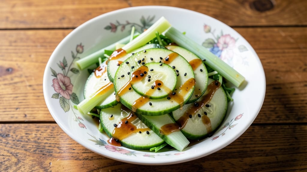 Asian Cucumber Salad Din Tai Fung Recipe: Crisp Celery Crowns in Light Soy-Lime Dressing