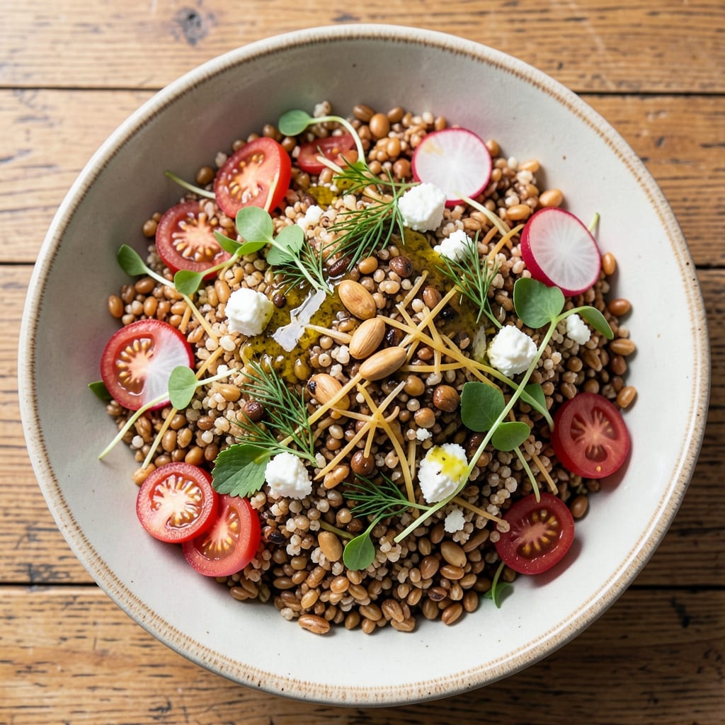 Five Grain Salad Recipe: Nutty Toasted Crunch and Herbal Freshness