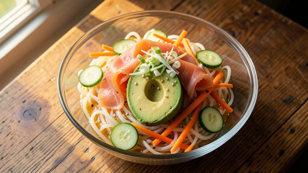 California Sushi Salad Recipe: Crunchy Rice Noodles With Creamy Avocado-Lime Bliss